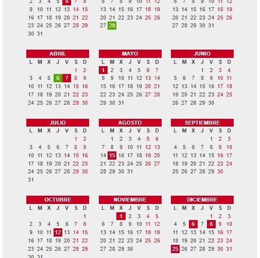 Calendario Laboral para el año 2023
